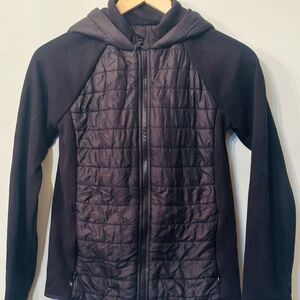 Athleta Girl Black Quilted Zip-Up Hooded Jacket